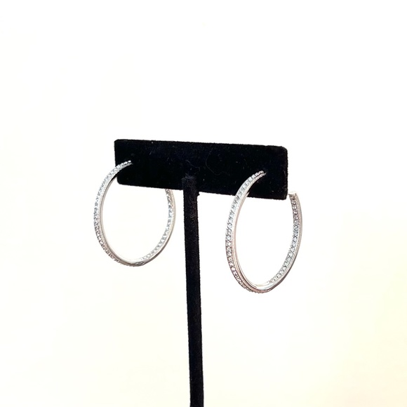 NADRI Med Hoop Earrings, In-Out CZs - Picture 3 of 4